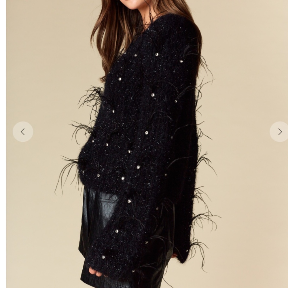 🎉 Rareraw “ Katrina “ Rareraw Knit Sweater with Feather & Rhinestone Accents 37 - Picture 6 of 10